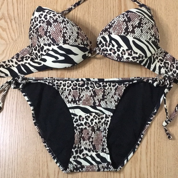 B43 Women 2Pc Smart & Sexy Swimsuit Bikini Animal Print Padded Size 34C Small - Picture 3 of 8